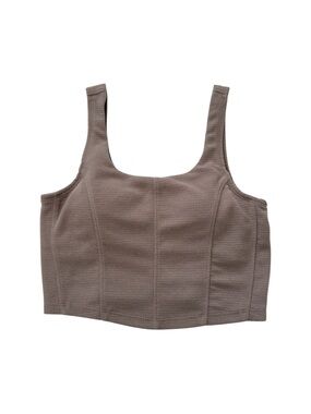Harmony And Balance Square Textured Crop Tank - Taupe